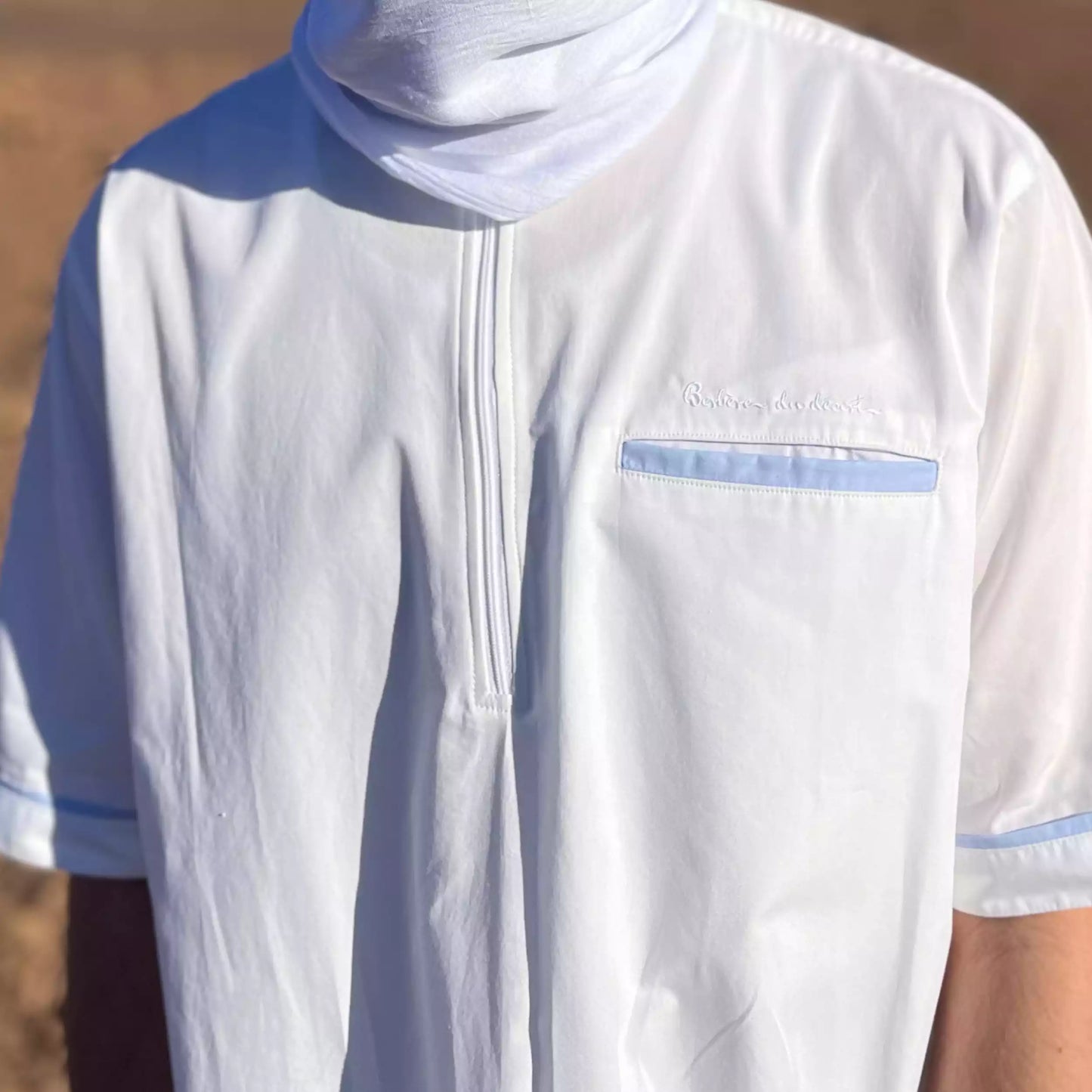 Qamis Homme Ciel Blanc