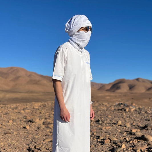 Qamis Blanc Homme modèle Ciel Blanc Berbère Du Désert