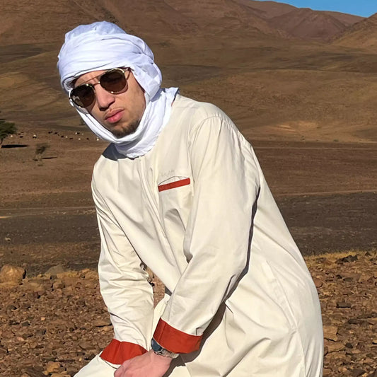 Qamis Homme Beige Dune De Sable Berbère Du Désert