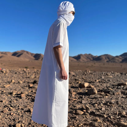 Qamis Blanc Homme Ciel Blanc Berbère Du Désert
