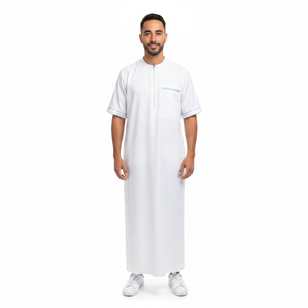 Bundle Qamis Bleu Touareg (Manche Longue) + Qamis Ciel Blanc (Manche Courte)=59€
