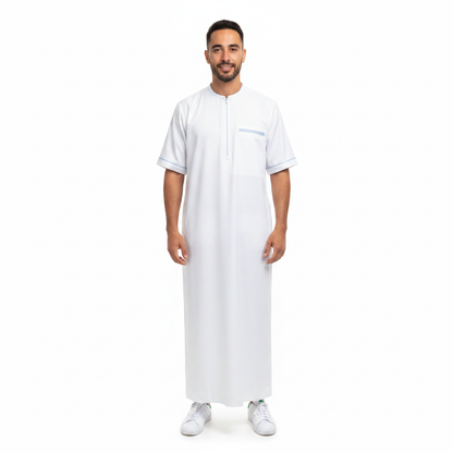 Bundle Qamis Bleu Touareg (Manche Longue) + Qamis Ciel Blanc (Manche Courte)=59€