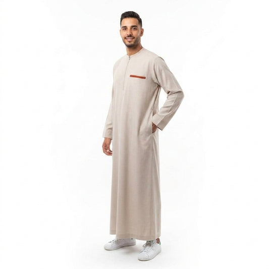 Qamis homme beige coton